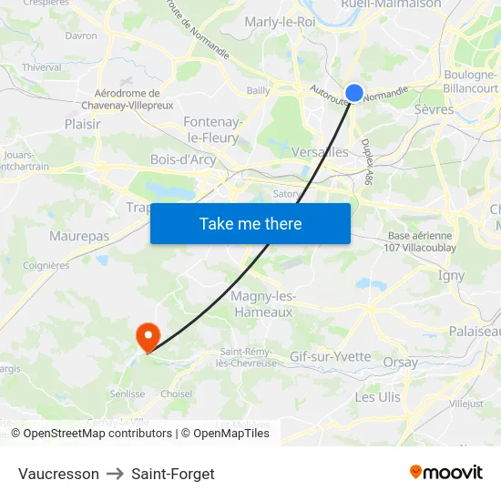 Vaucresson to Saint-Forget map