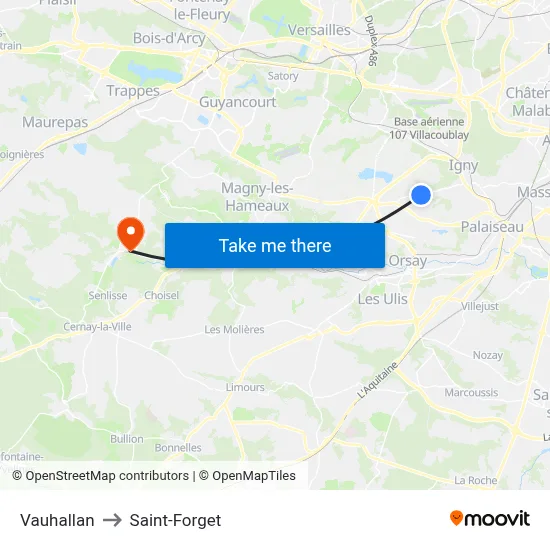 Vauhallan to Saint-Forget map