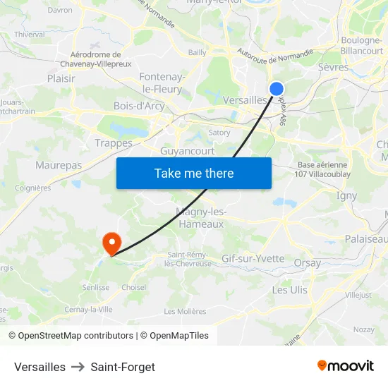 Versailles to Saint-Forget map