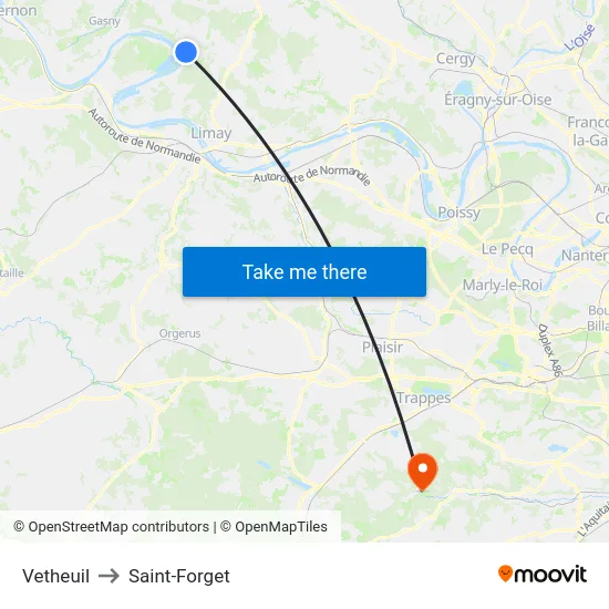 Vetheuil to Saint-Forget map