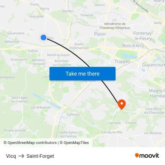 Vicq to Saint-Forget map