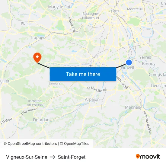 Vigneux-Sur-Seine to Saint-Forget map
