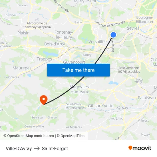 Ville-D'Avray to Saint-Forget map