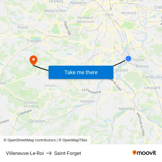 Villeneuve-Le-Roi to Saint-Forget map
