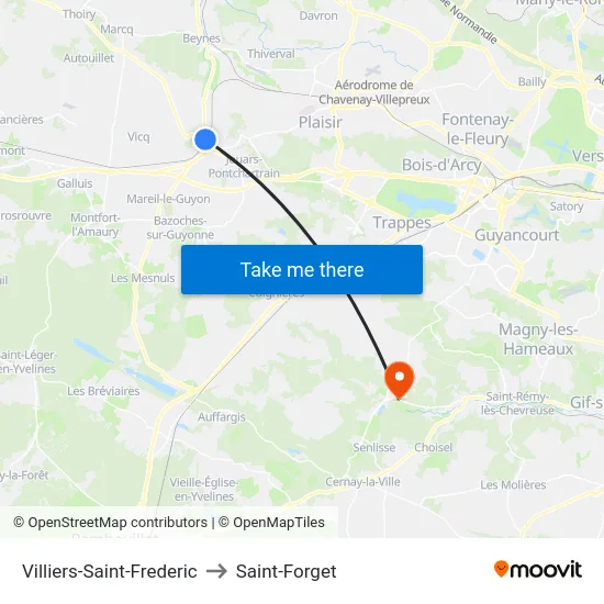 Villiers-Saint-Frederic to Saint-Forget map