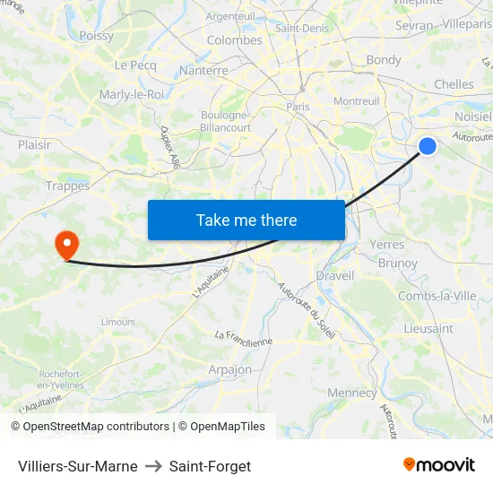 Villiers-Sur-Marne to Saint-Forget map