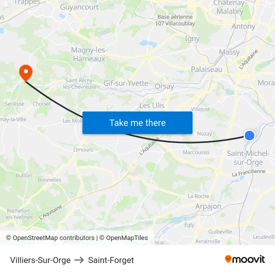 Villiers-Sur-Orge to Saint-Forget map