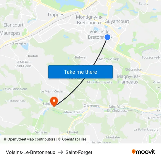 Voisins-Le-Bretonneux to Saint-Forget map