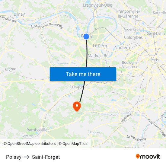 Poissy to Saint-Forget map
