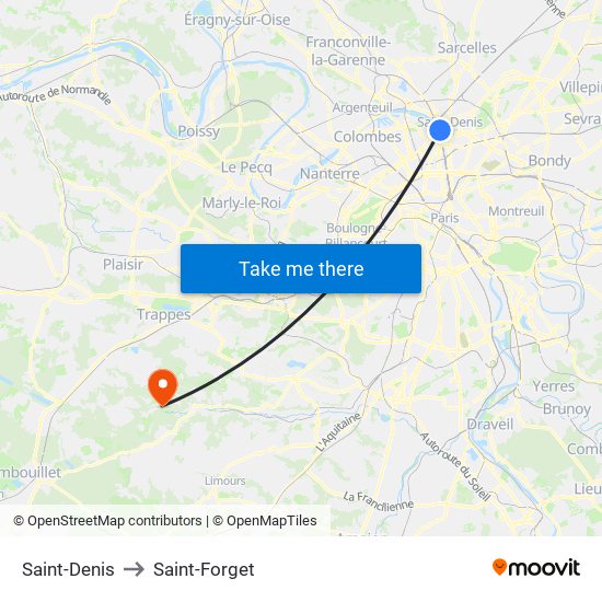 Saint-Denis to Saint-Forget map