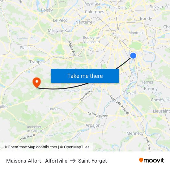 Maisons-Alfort - Alfortville to Saint-Forget map