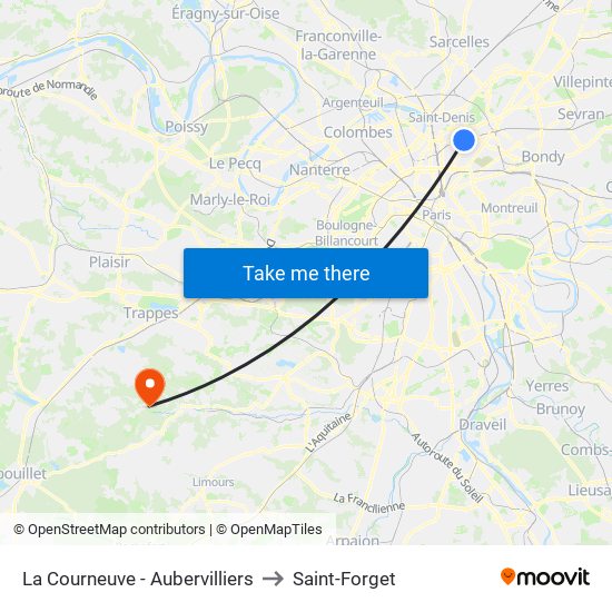 La Courneuve - Aubervilliers to Saint-Forget map