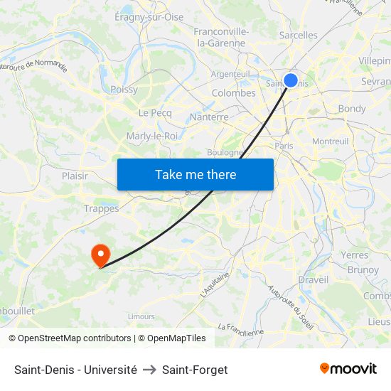 Saint-Denis - Université to Saint-Forget map