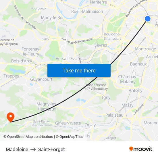 Madeleine to Saint-Forget map
