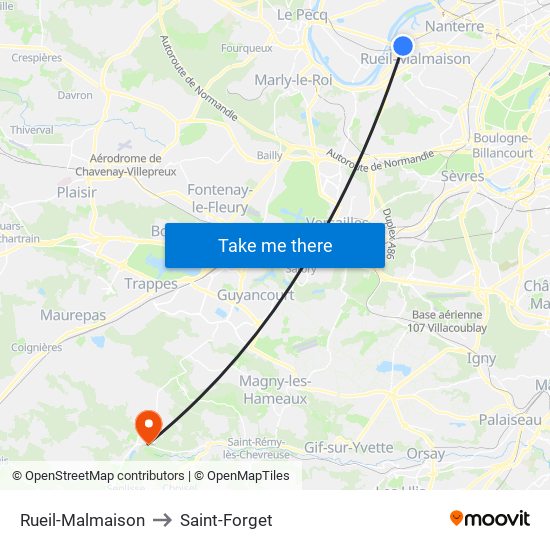 Rueil-Malmaison to Saint-Forget map