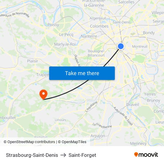 Strasbourg-Saint-Denis to Saint-Forget map