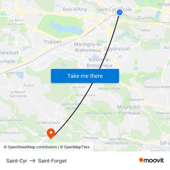 Saint-Cyr to Saint-Forget map