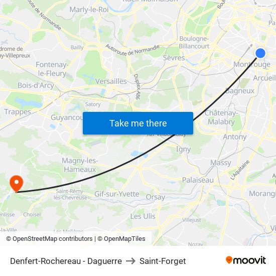 Denfert-Rochereau - Daguerre to Saint-Forget map