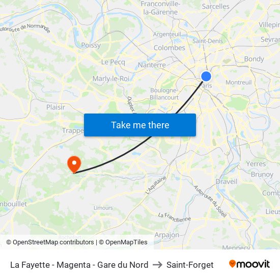 La Fayette - Magenta - Gare du Nord to Saint-Forget map