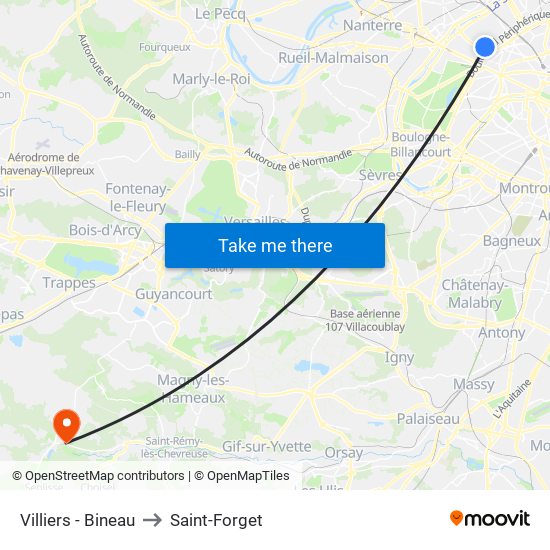 Villiers - Bineau to Saint-Forget map