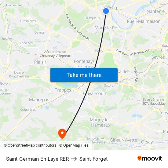 Saint-Germain-En-Laye RER to Saint-Forget map