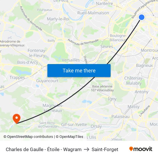 Charles de Gaulle - Étoile - Wagram to Saint-Forget map