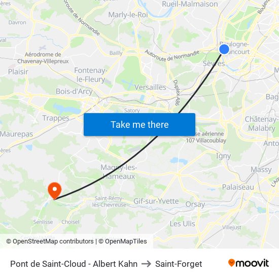 Pont de Saint-Cloud - Albert Kahn to Saint-Forget map