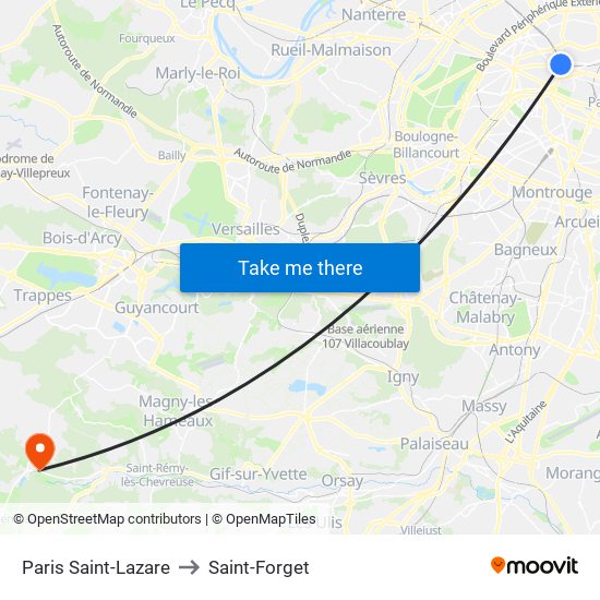 Paris Saint-Lazare to Saint-Forget map