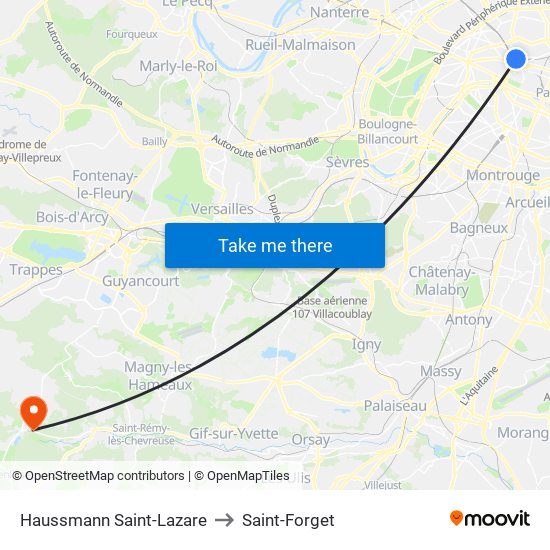 Haussmann Saint-Lazare to Saint-Forget map