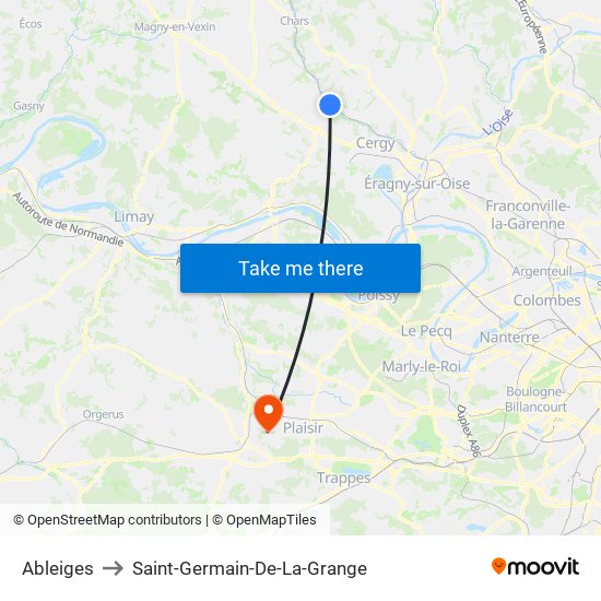 Ableiges to Saint-Germain-De-La-Grange map