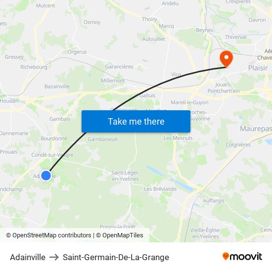 Adainville to Saint-Germain-De-La-Grange map