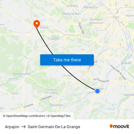 Arpajon to Saint-Germain-De-La-Grange map