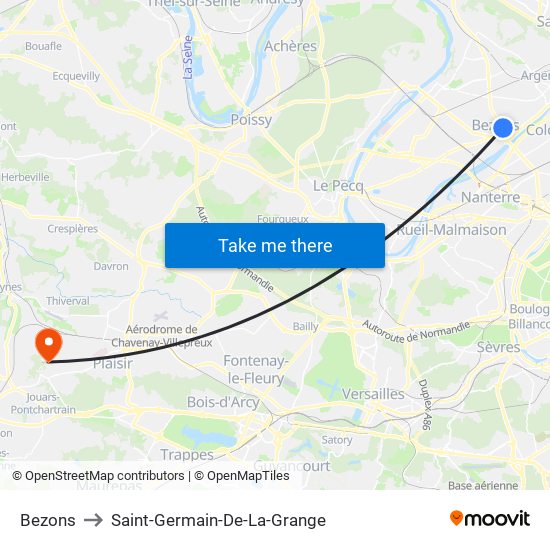 Bezons to Saint-Germain-De-La-Grange map
