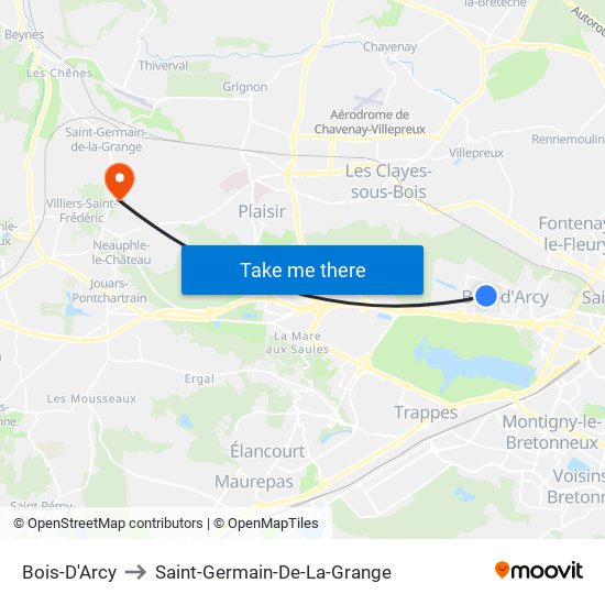 Bois-D'Arcy to Saint-Germain-De-La-Grange map