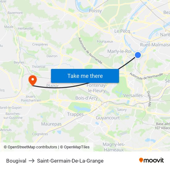 Bougival to Saint-Germain-De-La-Grange map