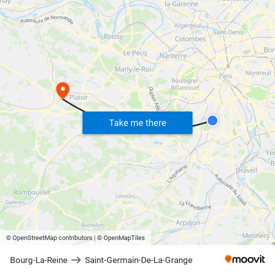 Bourg-La-Reine to Saint-Germain-De-La-Grange map