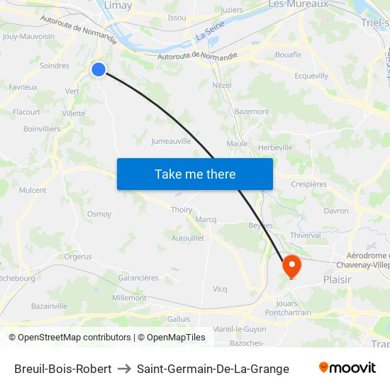 Breuil-Bois-Robert to Saint-Germain-De-La-Grange map