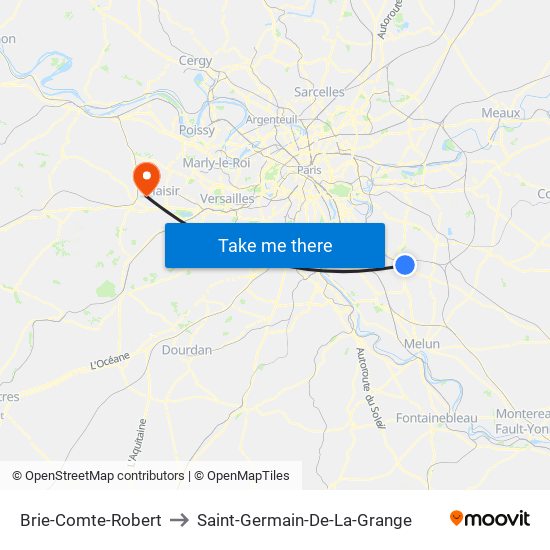 Brie-Comte-Robert to Saint-Germain-De-La-Grange map