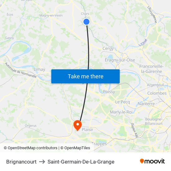 Brignancourt to Saint-Germain-De-La-Grange map