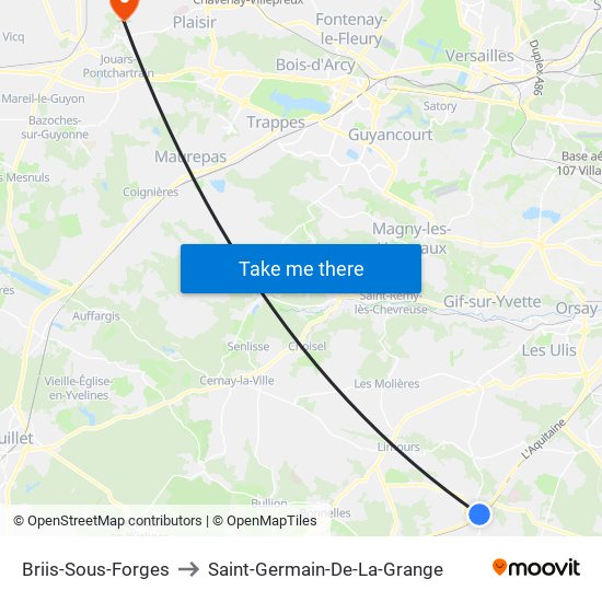 Briis-Sous-Forges to Saint-Germain-De-La-Grange map