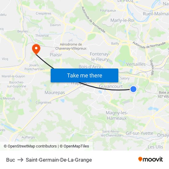 Buc to Saint-Germain-De-La-Grange map