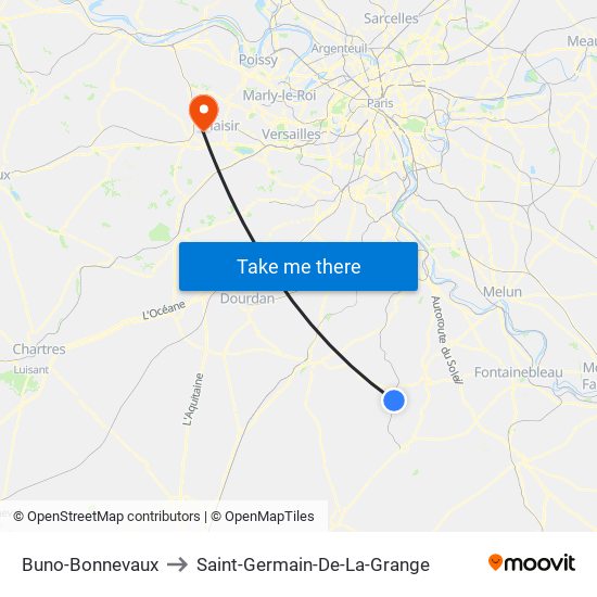 Buno-Bonnevaux to Saint-Germain-De-La-Grange map
