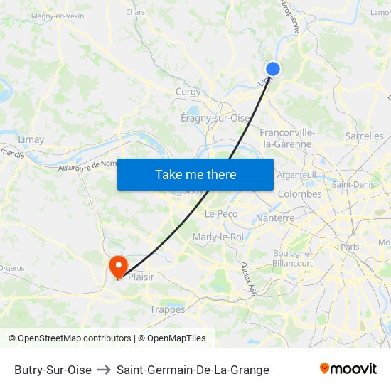 Butry-Sur-Oise to Saint-Germain-De-La-Grange map