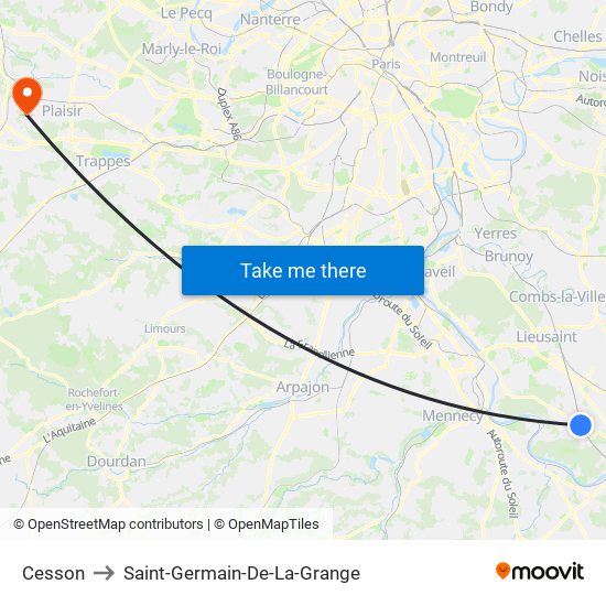Cesson to Saint-Germain-De-La-Grange map