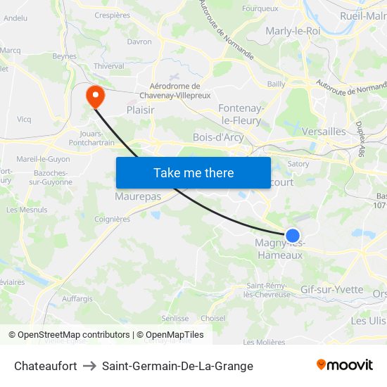 Chateaufort to Saint-Germain-De-La-Grange map