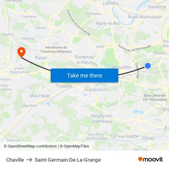 Chaville to Saint-Germain-De-La-Grange map