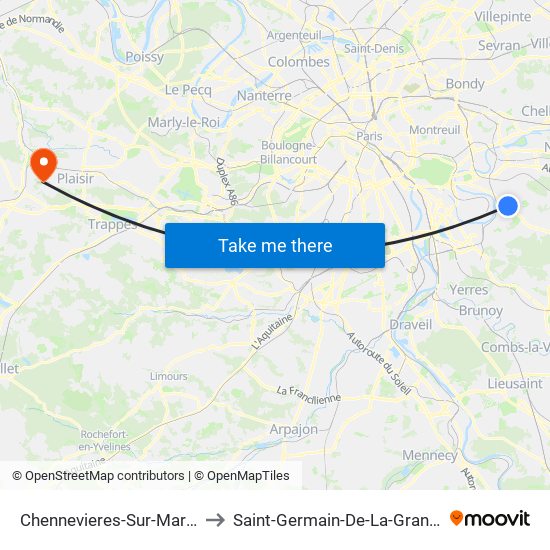 Chennevieres-Sur-Marne to Saint-Germain-De-La-Grange map
