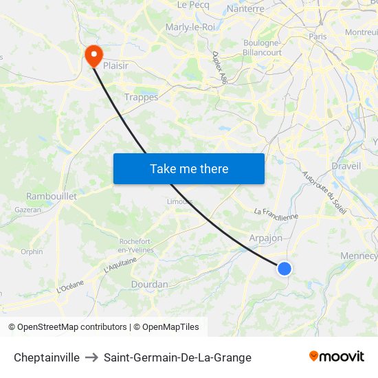 Cheptainville to Saint-Germain-De-La-Grange map
