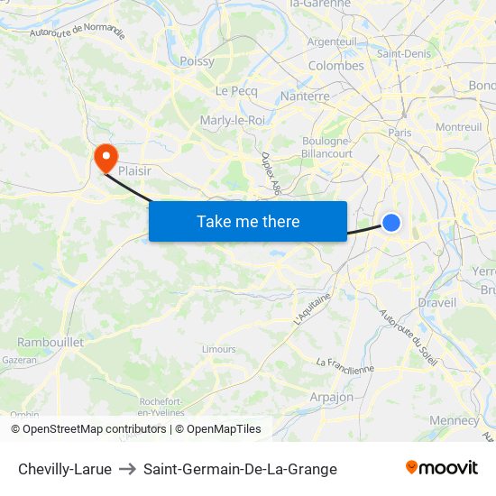 Chevilly-Larue to Saint-Germain-De-La-Grange map