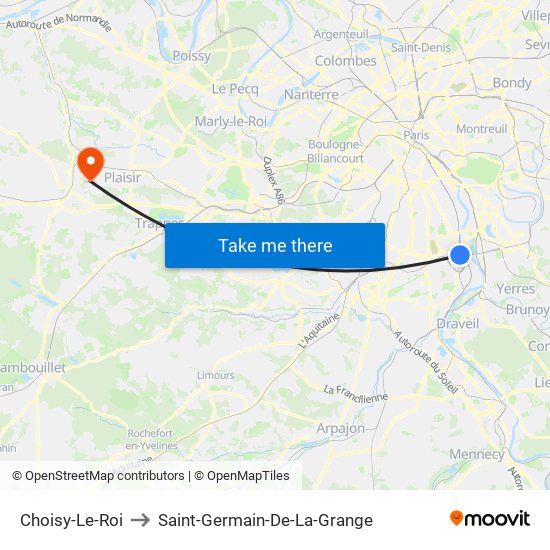Choisy-Le-Roi to Saint-Germain-De-La-Grange map